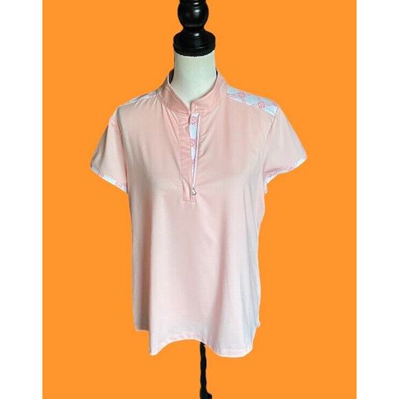 Fairway & Greene Savannah XL Orange White Print Golf Short Sleeve Women’s Top - Picture 1 of 11